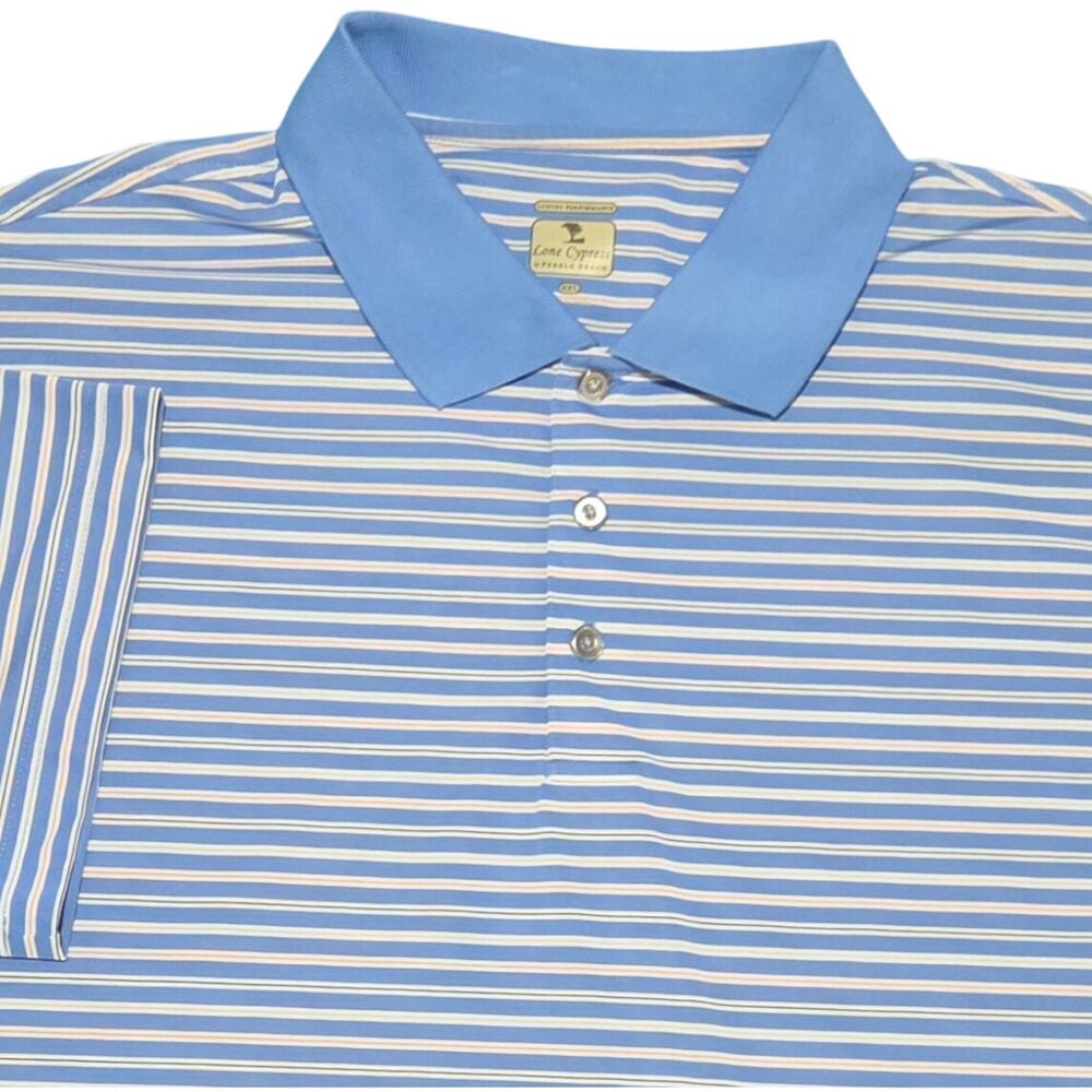 Lone Cypress Golf Polo by Pebble Beach Luxury Performance sz XXL Striped
